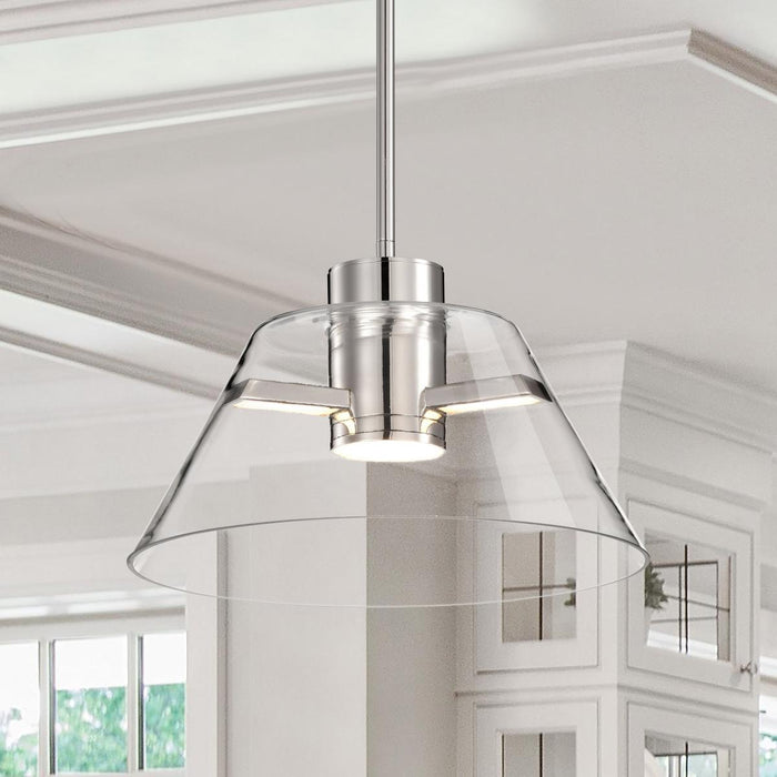 SATCO/NUVO Edmond 14 Inch LED Pendant Polished Nickel With Clear Glass (62-2051)