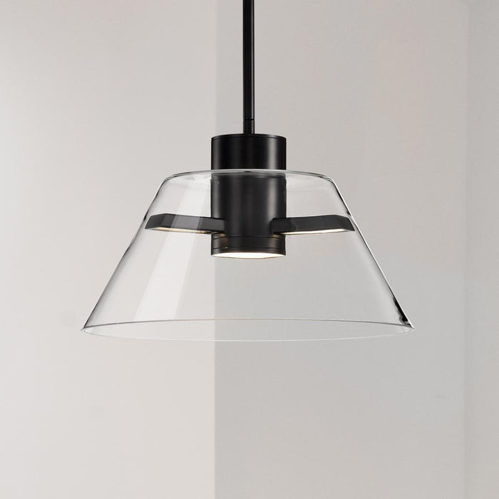 SATCO/NUVO Edmond 14 Inch LED Pendant Matte Black With Clear Glass (62-2061)