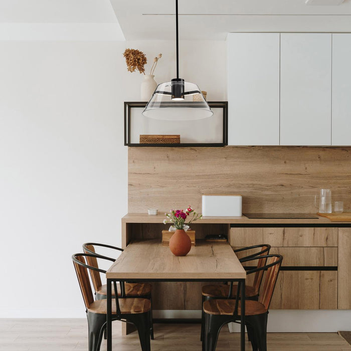 SATCO/NUVO Edmond 17 Inch LED Pendant Matte Black With Clear Glass (62-2062)