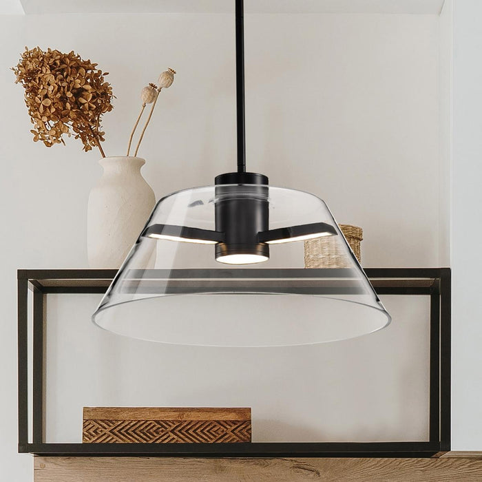 SATCO/NUVO Edmond 17 Inch LED Pendant Matte Black With Clear Glass (62-2062)
