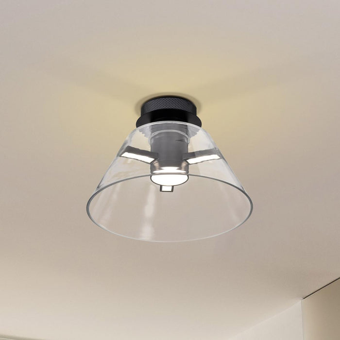 SATCO/NUVO Edmond 14 Inch LED Semi Flush Matte Black With Clear Glass (62-2063)