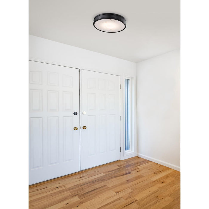 SATCO/NUVO Kendall 14 Inch LED Flush Mount Matte Black With Alabaster Glass (62-2101)