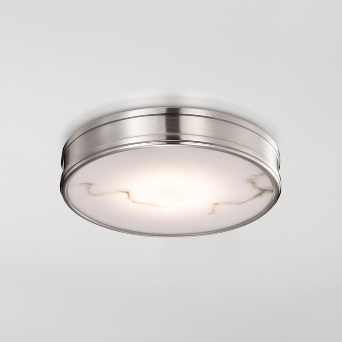 SATCO/NUVO Kendall 14 Inch LED Flush Mount Brushed Nickel With Alabaster Glass (62-2111)
