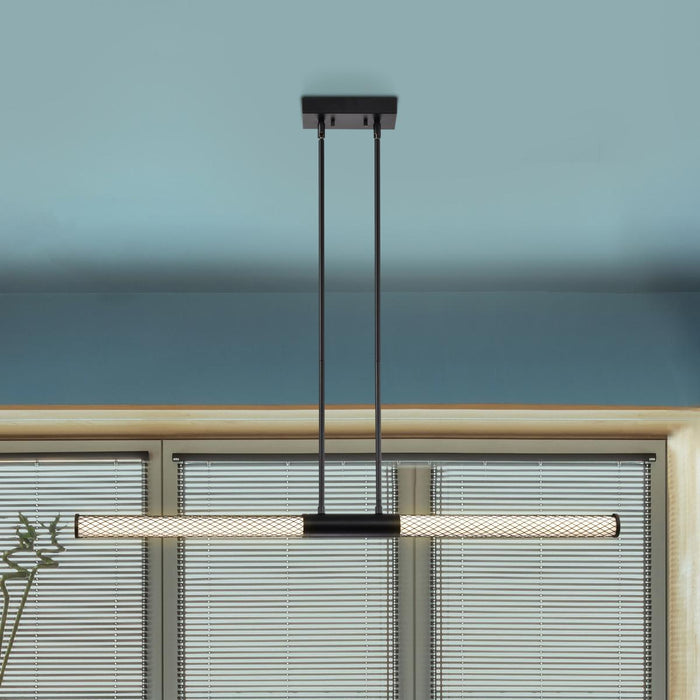 SATCO/NUVO Kingsport 44 Inch LED Island Pendant Matte Black Acrylic Lens (62-2132)