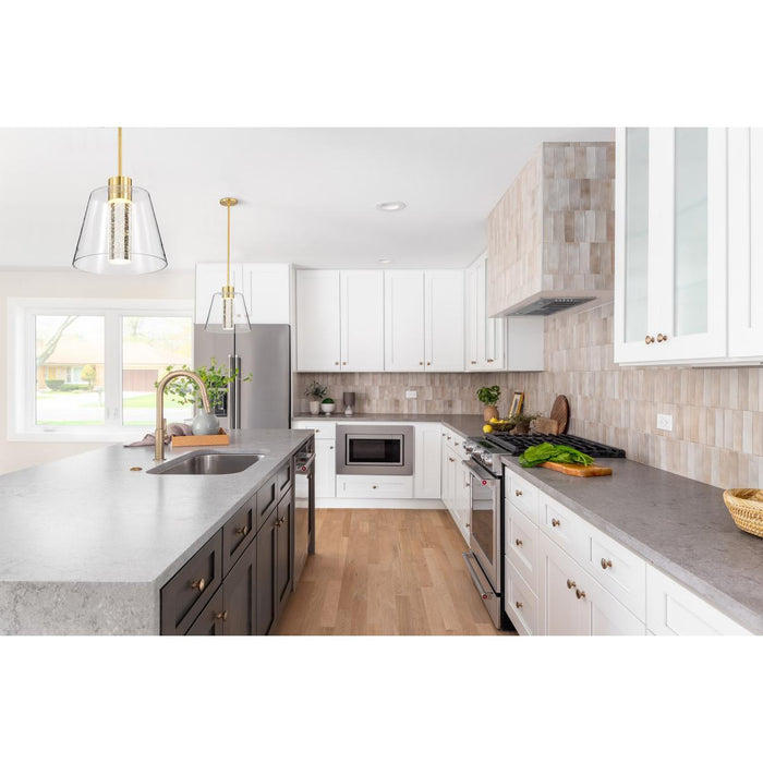 SATCO/NUVO Aura 12 Inch LED Pendant Brushed Brass K9 Bubble Crystal 3000K (62-2182)