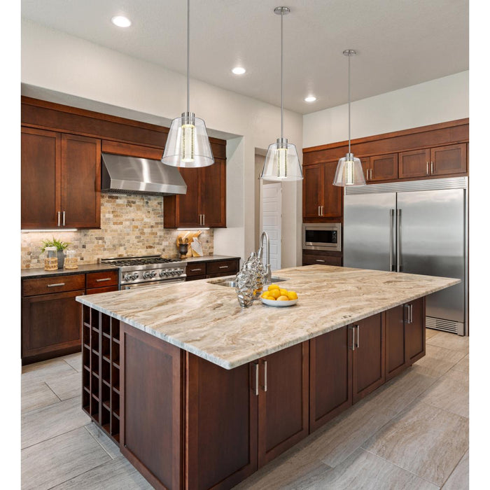 SATCO/NUVO Aura 12 Inch LED Pendant Brushed Nickel K9 Bubble Crystal 3000K (62-2192)