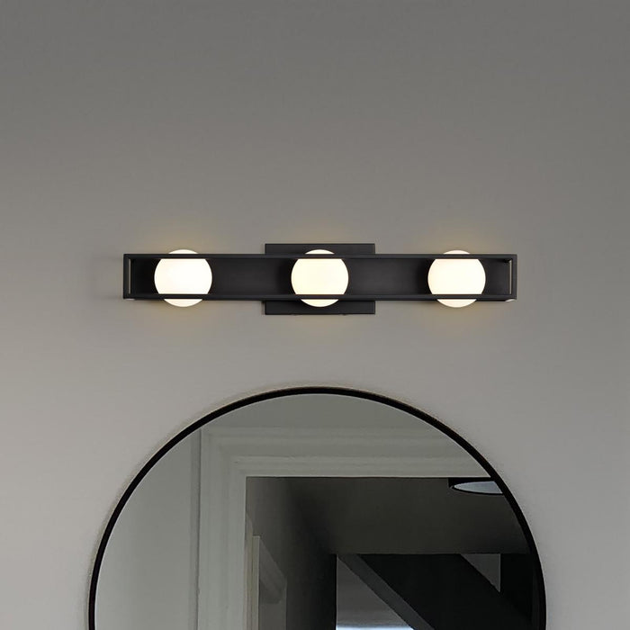 SATCO/NUVO Jenkins 24 Inch 3-Light LED Vanity Matte Black With Frosted Glass (62-2243)