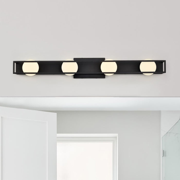 SATCO/NUVO Jenkins 32 Inch 4-Light LED Vanity Matte Black With Frosted Glass (62-2244)