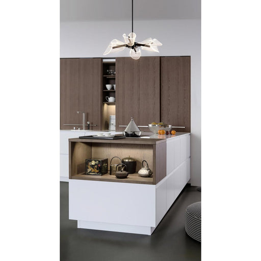 SATCO/NUVO Sedona 28 Inch 6 Light LED Chandelier Matte Black Etched Acrylic Lens (62-2281)