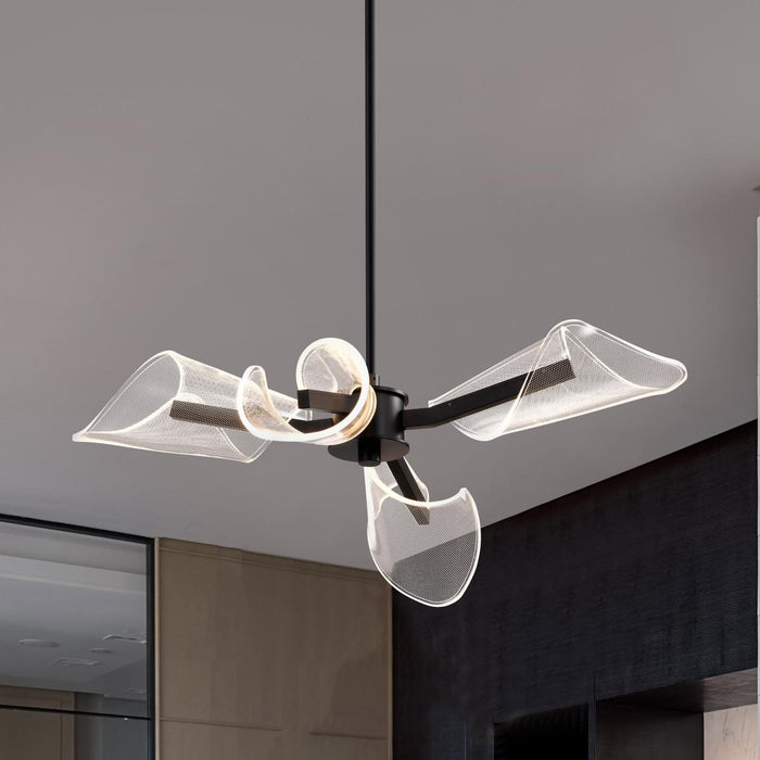 SATCO/NUVO Sedona 27 Inch 4-Light LED Chandelier Matte Black Etched Acrylic Lens (62-2283)