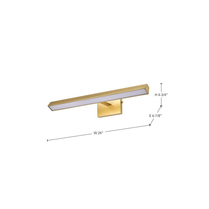 SATCO/NUVO Mila 2 Foot LED Picture Light 20W CCT Selectable 2700K/3000K/3500K/ 90 CRI 120V Vintage Brass Finish Acrylic Lens (62-2342)