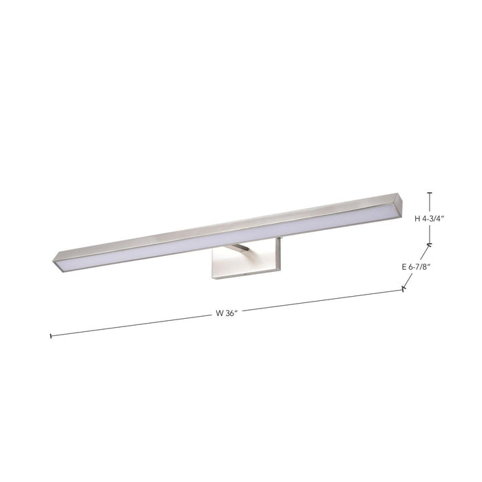 SATCO/NUVO Mila 3 Foot LED Picture Light 35W CCT Selectable 2700K/3000K/3500K/ 90 CRI 120V Brushed Nickel Finish Acrylic Lens (62-2346)