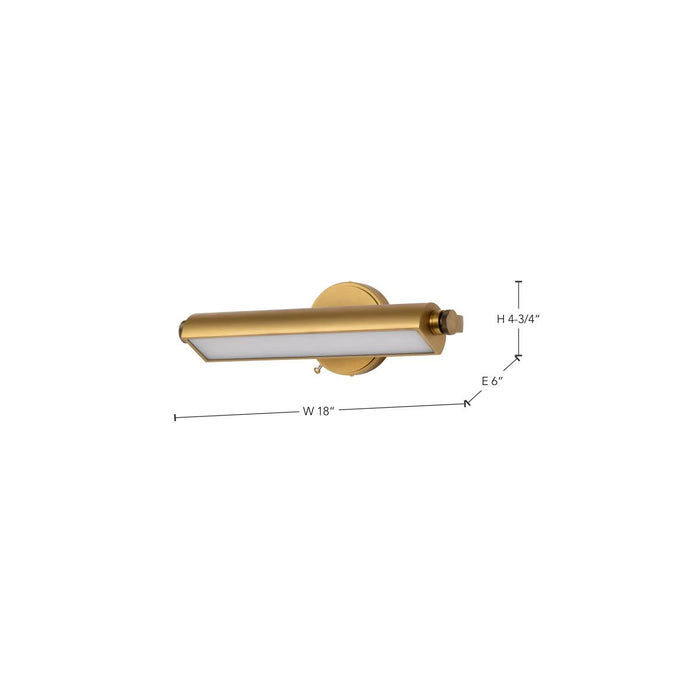 SATCO/NUVO Auden 18 Inch LED Vanity 15W 1200Lm CCT Selectable 3000K/4000K/5000K 90 CRI 120V Vintage Brass Finish Acrylic Lens (62-2352)