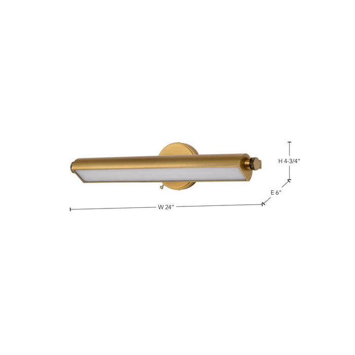 SATCO/NUVO Auden 24 Inch LED Vanity 20W 1600Lm CCT Selectable 3000K/4000K/5000K 90 CRI 120V Vintage Brass Finish Acrylic Lens (62-2357)