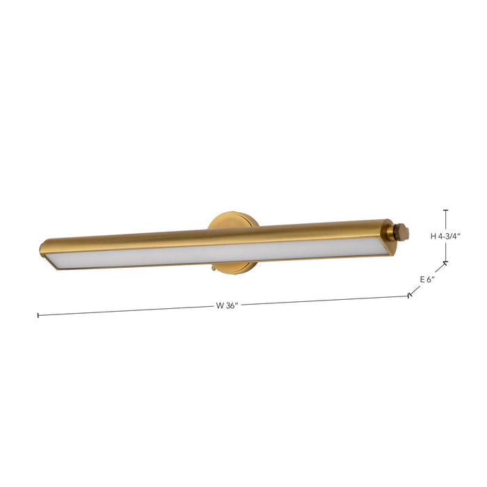 SATCO/NUVO Auden 36 Inch LED Vanity 35W 2800Lm CCT Selectable 3000K/4000K/5000K 90 CRI 120V Vintage Brass Finish Acrylic Lens (62-2362)