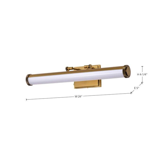 SATCO/NUVO Cora 24 Inch LED Vanity 20W 1600Lm CCT Selectable 3000K/4000K/5000K 90 CRI 120V Vintage Brass Finish Acrylic Lens (62-2372)