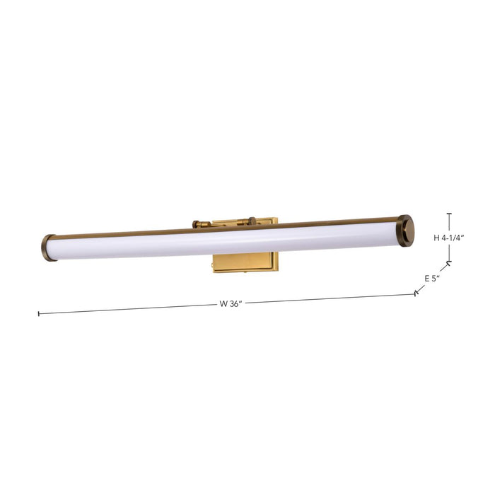 SATCO/NUVO Cora 36 Inch LED Vanity 35W 2800Lm CCT Selectable 3000K/4000K/5000K 90 CRI 120V Vintage Brass Finish Acrylic Lens (62-2377)