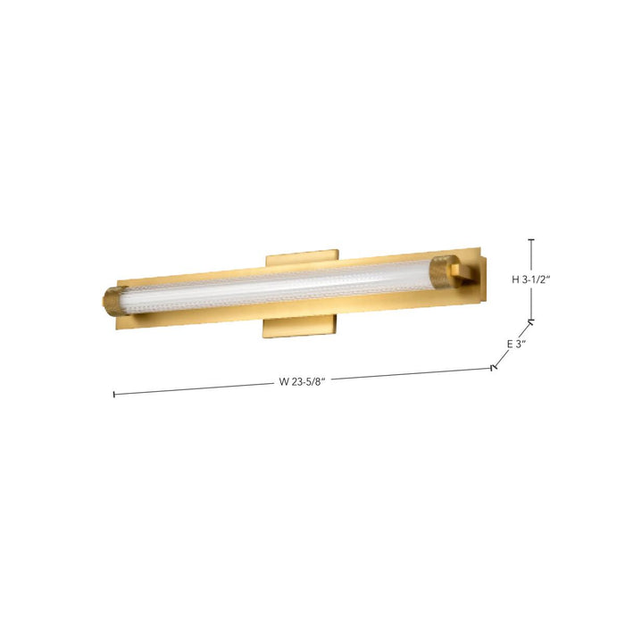 SATCO/NUVO Larissa 24 Inch LED Vanity 13W 810Lm 3000K 90 CRI 120-277V Vintage Brass Finish Opaque Glass (62-2387)