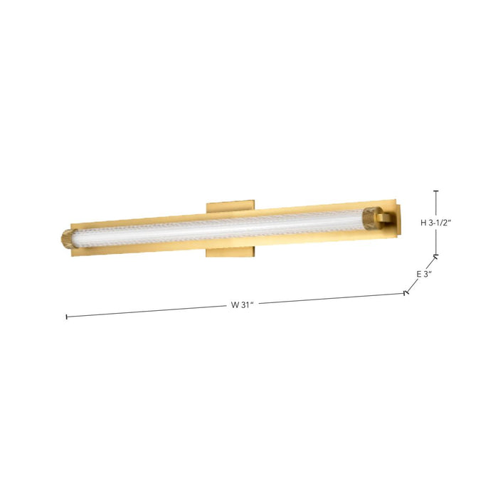 SATCO/NUVO Larissa 32 Inch LED Vanity 19W 1170Lm 3000K 90 CRI 120-277V Vintage Brass Finish Opaque Glass (62-2392)