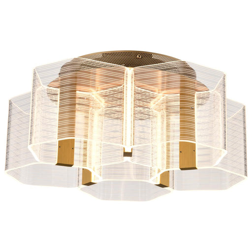 SATCO/NUVO Kenzo LED 5-Light Flush Mount 34W 3000K 90 CRI Vintage Brass Finish Light Guide Panel (62-2401)
