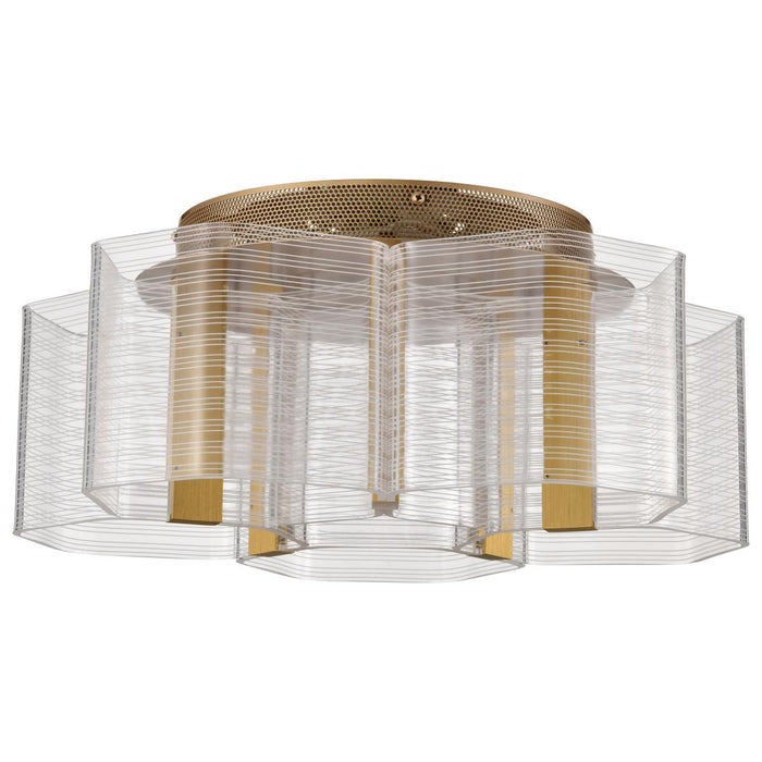 SATCO/NUVO Kenzo LED 5-Light Flush Mount 34W 3000K 90 CRI Vintage Brass Finish Light Guide Panel (62-2401)