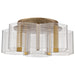 SATCO/NUVO Kenzo LED 5-Light Flush Mount 34W 3000K 90 CRI Vintage Brass Finish Light Guide Panel (62-2401)
