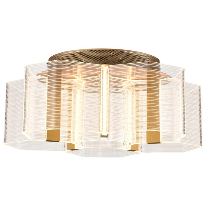 SATCO/NUVO Kenzo LED 5-Light Flush Mount 34W 3000K 90 CRI Vintage Brass Finish Light Guide Panel (62-2401)