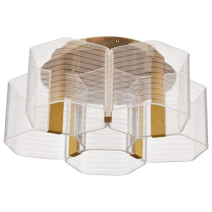 SATCO/NUVO Kenzo LED 5-Light Flush Mount 34W 3000K 90 CRI Vintage Brass Finish Light Guide Panel (62-2401)