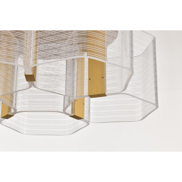 SATCO/NUVO Kenzo LED 5-Light Flush Mount 34W 3000K 90 CRI Vintage Brass Finish Light Guide Panel (62-2401)