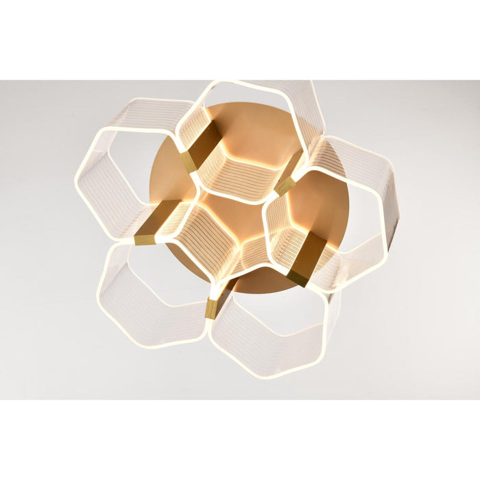 SATCO/NUVO Kenzo LED 5-Light Flush Mount 34W 3000K 90 CRI Vintage Brass Finish Light Guide Panel (62-2401)