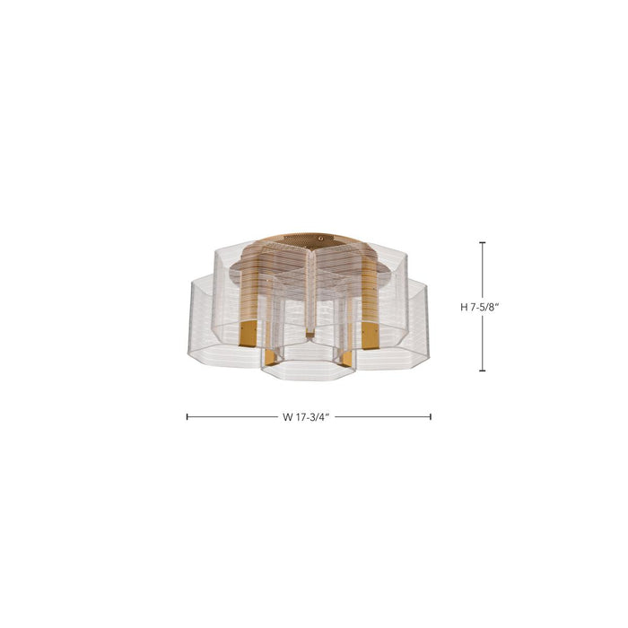 SATCO/NUVO Kenzo LED 5-Light Flush Mount 34W 3000K 90 CRI Vintage Brass Finish Light Guide Panel (62-2401)