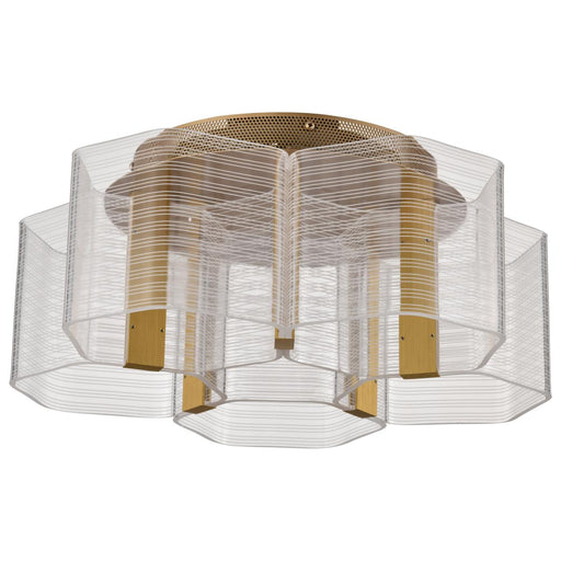 SATCO/NUVO Kenzo LED 5-Light Flush Mount 34W 3000K 90 CRI Vintage Brass Finish Light Guide Panel (62-2401)
