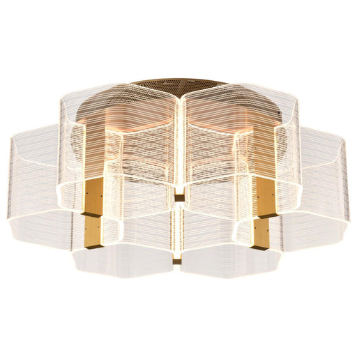 SATCO/NUVO Kenzo LED 6-Light Flush Mount 44W 3000K 90 CRI Vintage Brass Finish Light Guide Panel (62-2402)