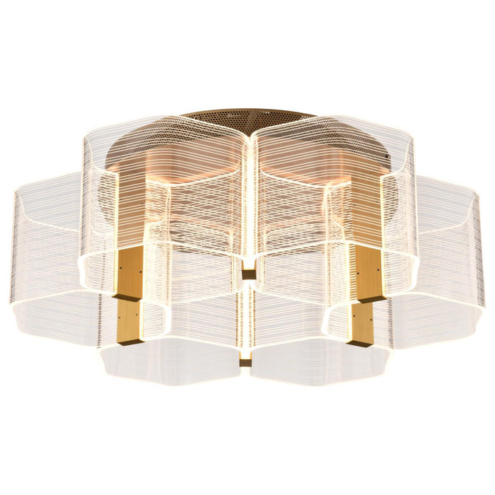 SATCO/NUVO Kenzo LED 6-Light Flush Mount 44W 3000K 90 CRI Vintage Brass Finish Light Guide Panel (62-2402)