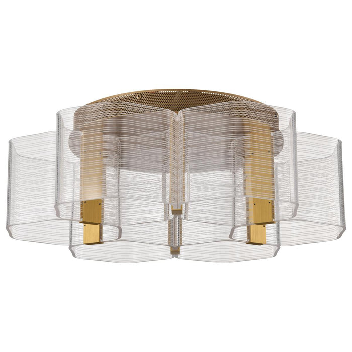 SATCO/NUVO Kenzo LED 6-Light Flush Mount 44W 3000K 90 CRI Vintage Brass Finish Light Guide Panel (62-2402)