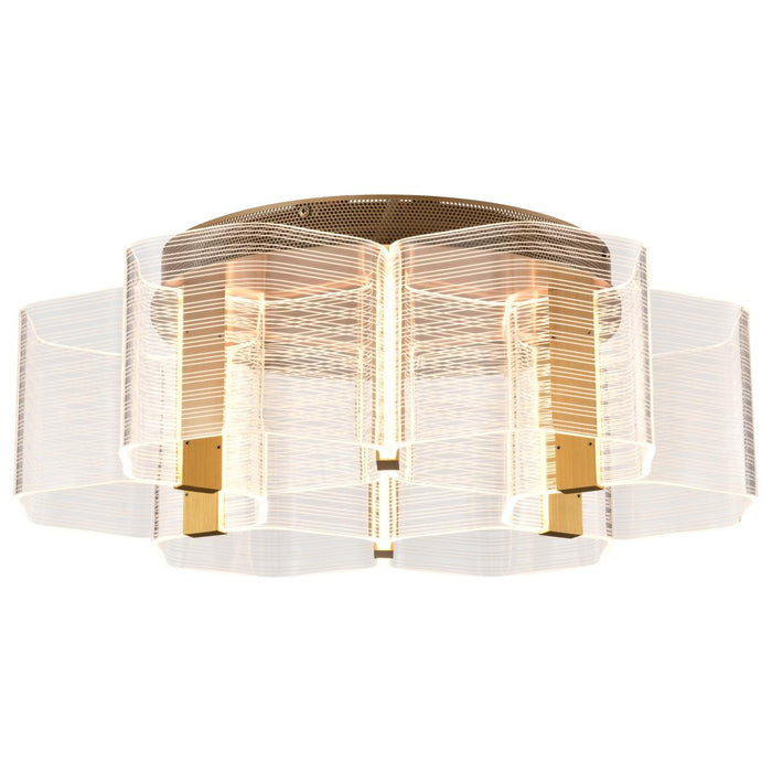 SATCO/NUVO Kenzo LED 6-Light Flush Mount 44W 3000K 90 CRI Vintage Brass Finish Light Guide Panel (62-2402)