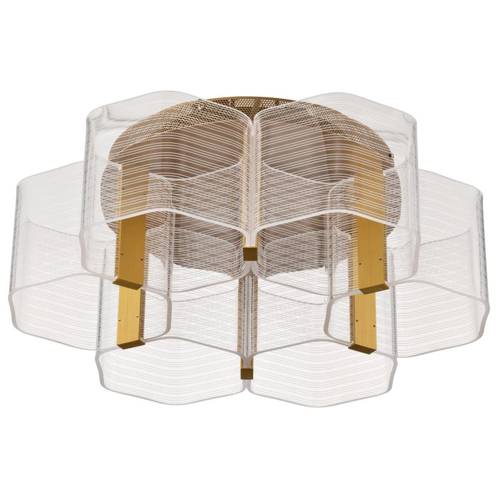 SATCO/NUVO Kenzo LED 6-Light Flush Mount 44W 3000K 90 CRI Vintage Brass Finish Light Guide Panel (62-2402)