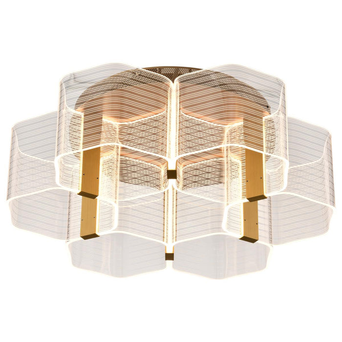 SATCO/NUVO Kenzo LED 6-Light Flush Mount 44W 3000K 90 CRI Vintage Brass Finish Light Guide Panel (62-2402)