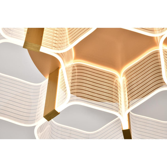 SATCO/NUVO Kenzo LED 6-Light Flush Mount 44W 3000K 90 CRI Vintage Brass Finish Light Guide Panel (62-2402)