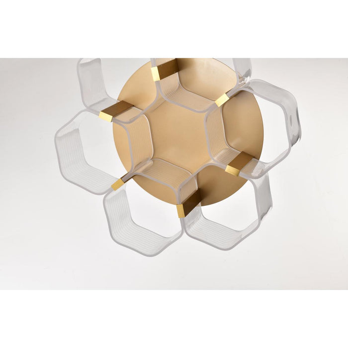 SATCO/NUVO Kenzo LED 6-Light Flush Mount 44W 3000K 90 CRI Vintage Brass Finish Light Guide Panel (62-2402)