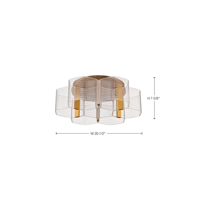 SATCO/NUVO Kenzo LED 6-Light Flush Mount 44W 3000K 90 CRI Vintage Brass Finish Light Guide Panel (62-2402)