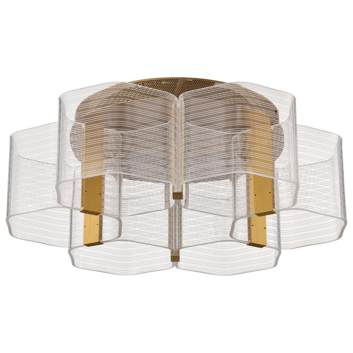 SATCO/NUVO Kenzo LED 6-Light Flush Mount 44W 3000K 90 CRI Vintage Brass Finish Light Guide Panel (62-2402)