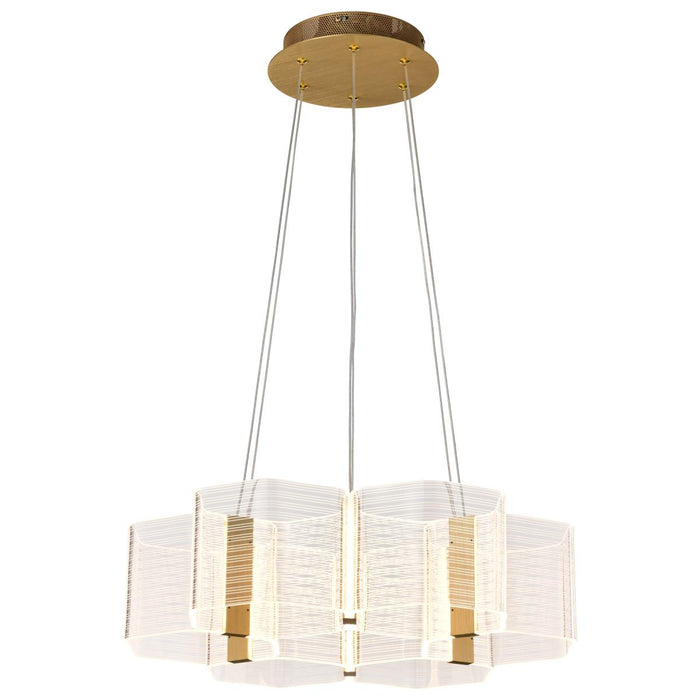 SATCO/NUVO Kenzo LED 6-Light Chandelier 44W 3000K 90 CRI Polished Anodized Bronze Finish Light Guide Panel (62-2403)