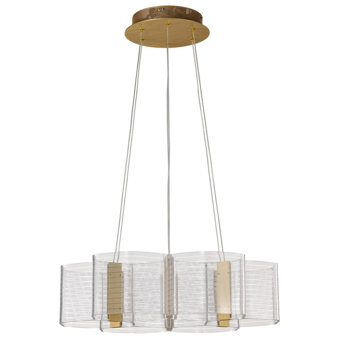 SATCO/NUVO Kenzo LED 6-Light Chandelier 44W 3000K 90 CRI Polished Anodized Bronze Finish Light Guide Panel (62-2403)