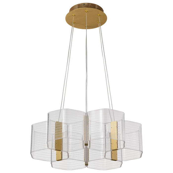 SATCO/NUVO Kenzo LED 6-Light Chandelier 44W 3000K 90 CRI Polished Anodized Bronze Finish Light Guide Panel (62-2403)