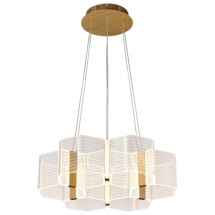 SATCO/NUVO Kenzo LED 6-Light Chandelier 44W 3000K 90 CRI Polished Anodized Bronze Finish Light Guide Panel (62-2403)