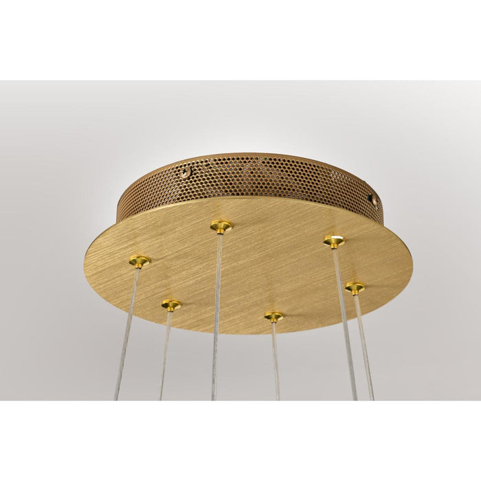SATCO/NUVO Kenzo LED 6-Light Chandelier 44W 3000K 90 CRI Polished Anodized Bronze Finish Light Guide Panel (62-2403)