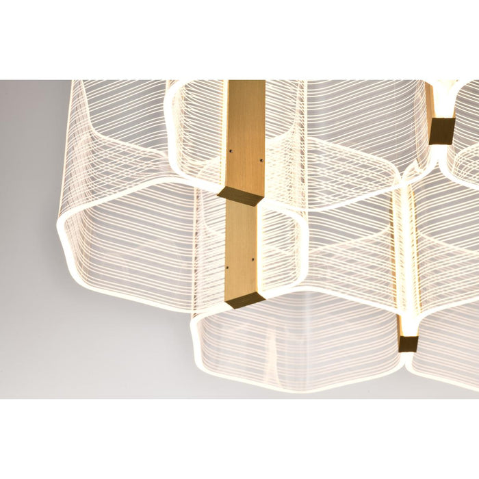 SATCO/NUVO Kenzo LED 6-Light Chandelier 44W 3000K 90 CRI Polished Anodized Bronze Finish Light Guide Panel (62-2403)