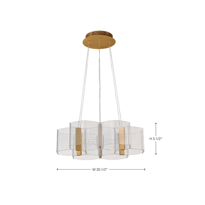 SATCO/NUVO Kenzo LED 6-Light Chandelier 44W 3000K 90 CRI Polished Anodized Bronze Finish Light Guide Panel (62-2403)