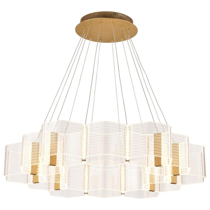SATCO/NUVO Kenzo LED 12-Light Chandelier 85W 3000K 90 CRI Polished Anodized Bronze Finish Light Guide Panel (62-2404)